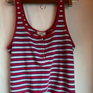 red. white , blue striped crop tank